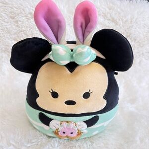 Disney Minnie Mouse Easter Plush Tsum Tsum  Bunny Ears Mint Polka Dot Pastel 10”